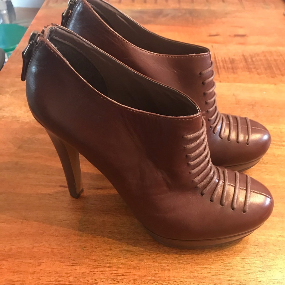 Like New MRKT Brown Bootie Heels - 7.5
